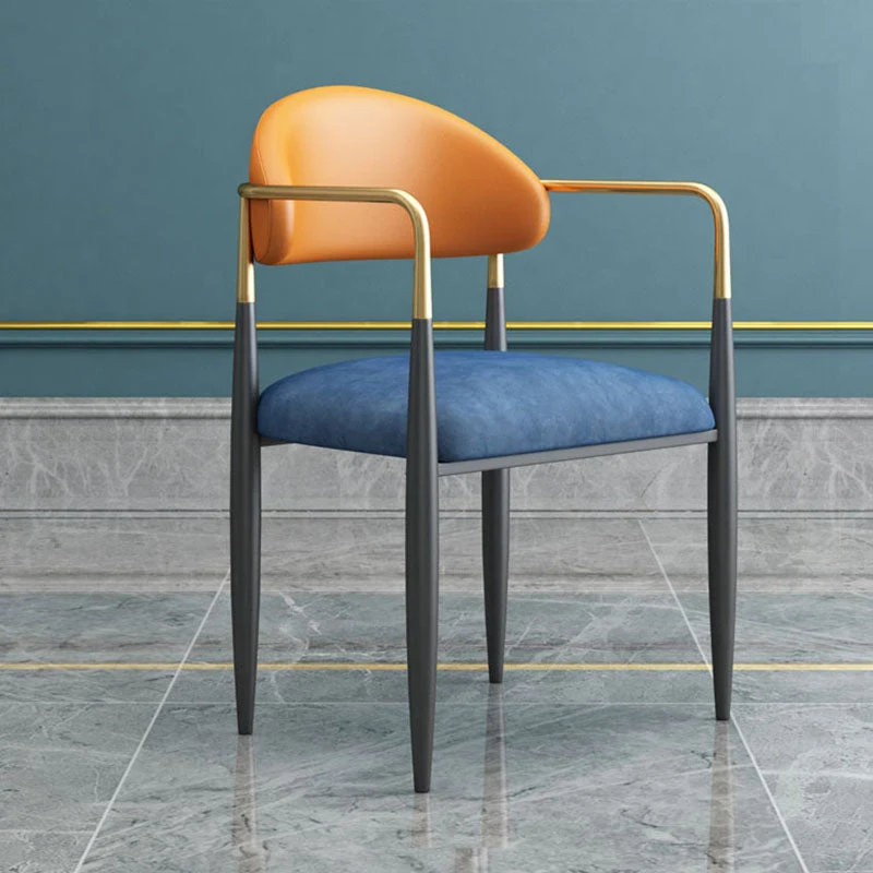 Eigentijdse keuken metalen eetkamerstoelen Eetkamerstoel met open rug en armleuning Clearhalo
