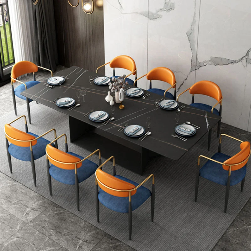 Eigentijdse keuken metalen eetkamerstoelen Eetkamerstoel met open rug en armleuning Clearhalo