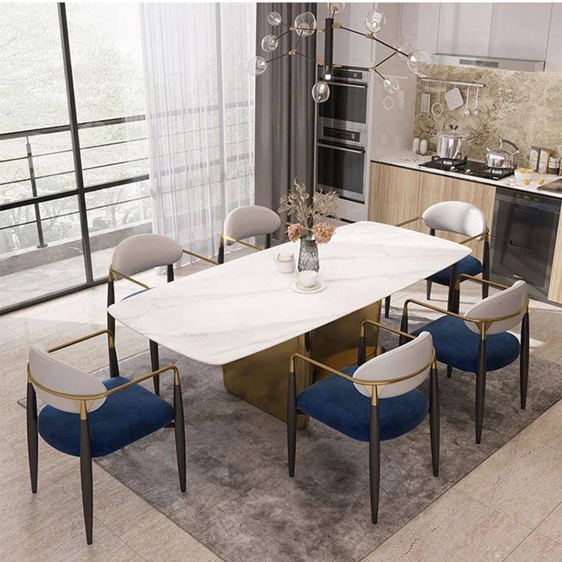 Eigentijdse keuken metalen eetkamerstoelen Eetkamerstoel met open rug en armleuning Clearhalo