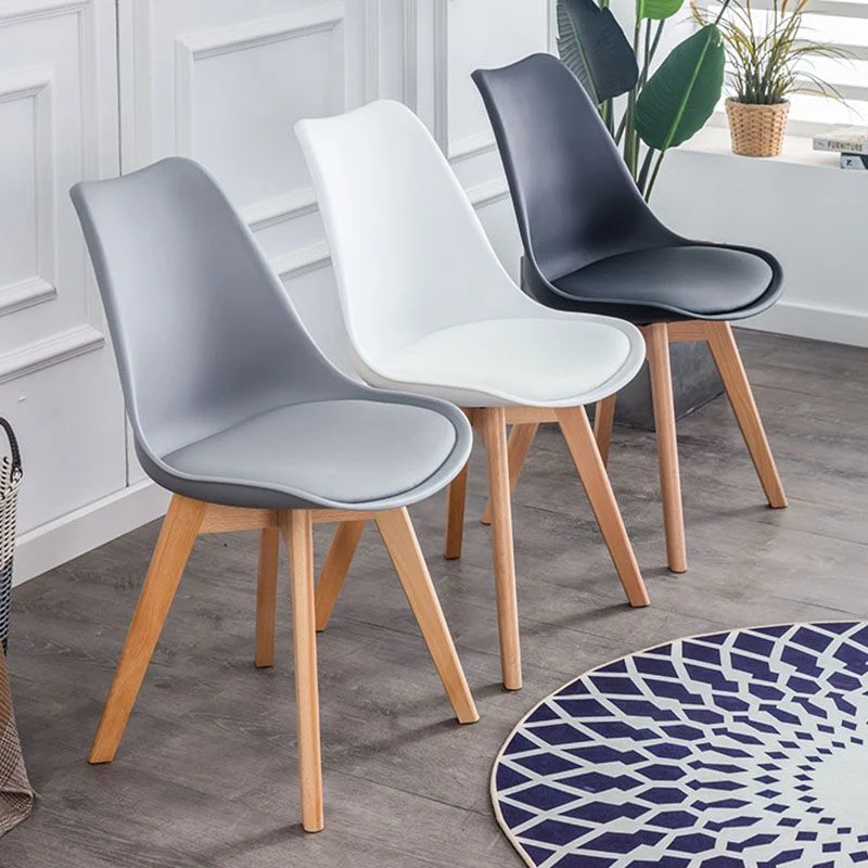 Eigentijdse keukenstoel eetkamerarmloze stoelen met houten poten Clearhalo