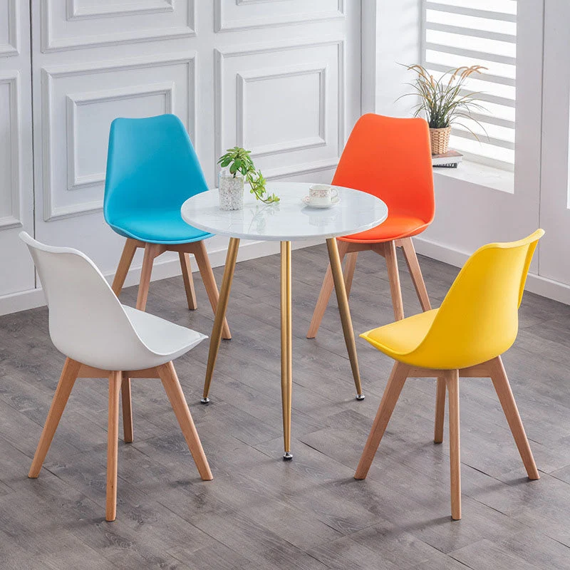 Eigentijdse keukenstoel eetkamerarmloze stoelen met houten poten Clearhalo