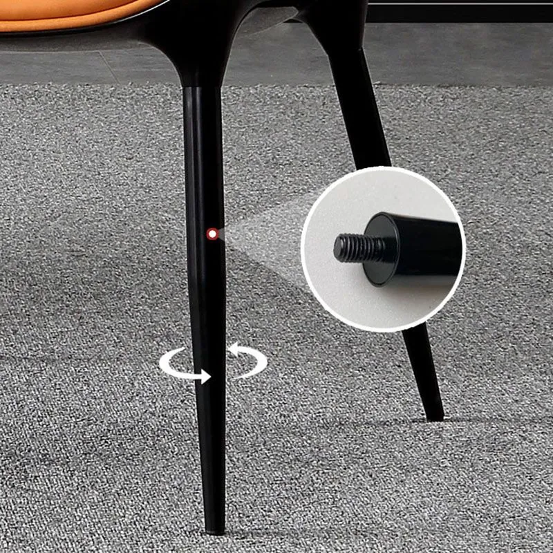 Eigentijdse lederen eetkamerstoelen, stevige zijstoelen met achterarm (set van 2) Clearhalo