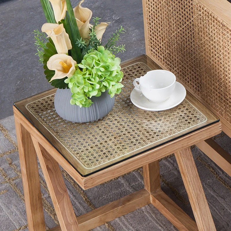 Eigentijdse massief houten frame vierkante woonkamer accent bijzettafel Clearhalo