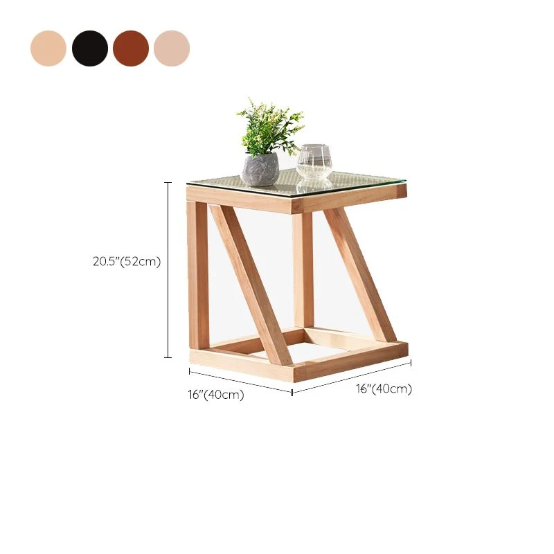 Eigentijdse massief houten frame vierkante woonkamer accent bijzettafel Clearhalo