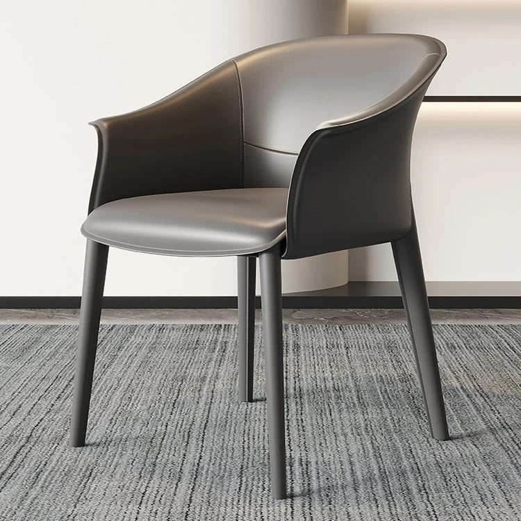 Eigentijdse metalen eetkamerstoel Leren eetkamerstoelen voor thuisgebruik Clearhalo