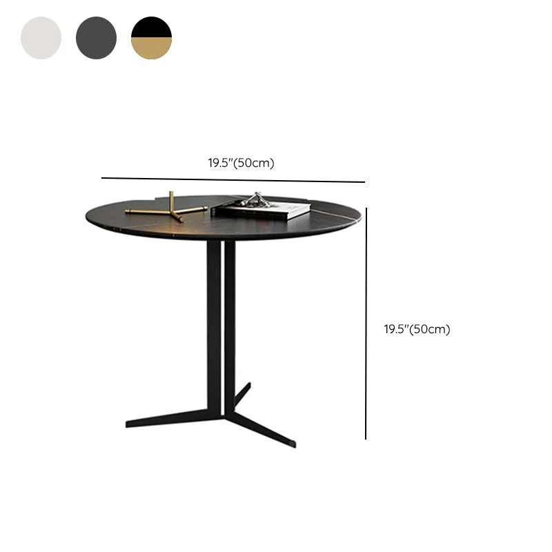 Eigentijdse metalen hoektafel voetstuk ronde zijaccenttafel met voetstuk Clearhalo