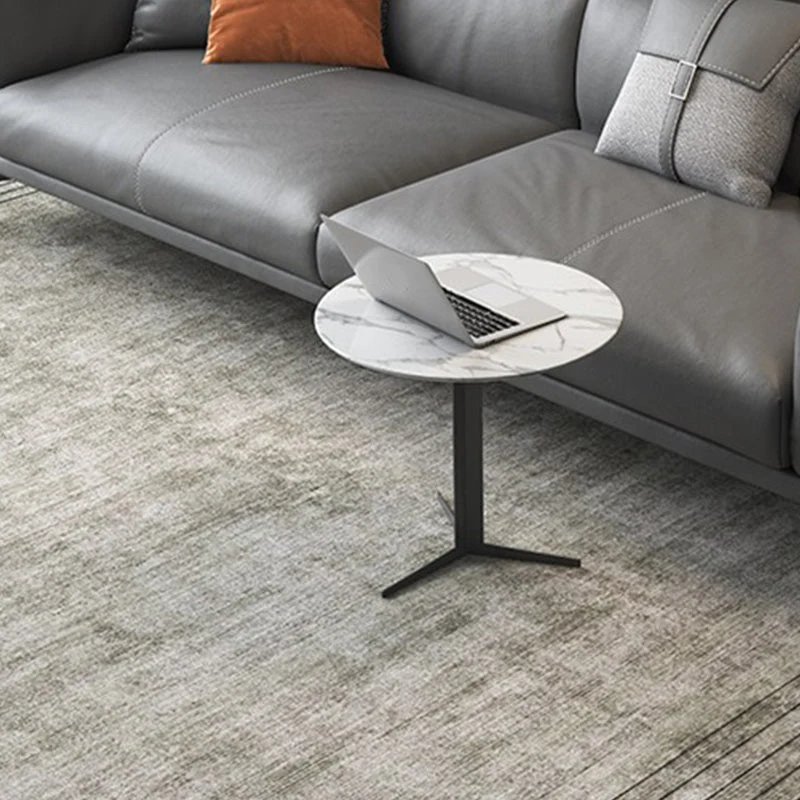 Eigentijdse metalen hoektafel voetstuk ronde zijaccenttafel met voetstuk Clearhalo