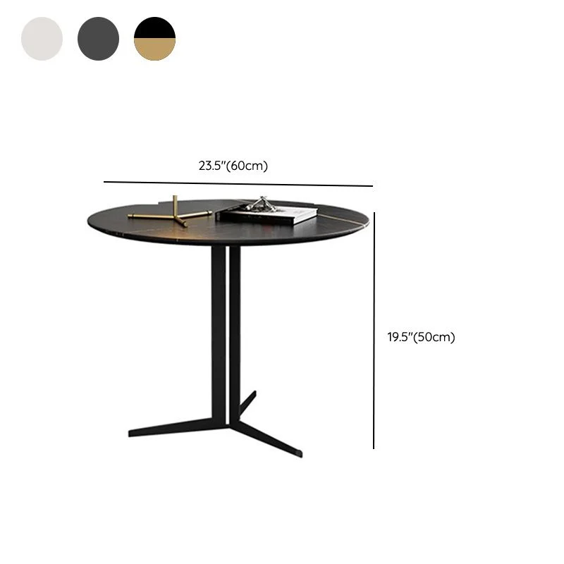 Eigentijdse metalen hoektafel voetstuk ronde zijaccenttafel met voetstuk Clearhalo