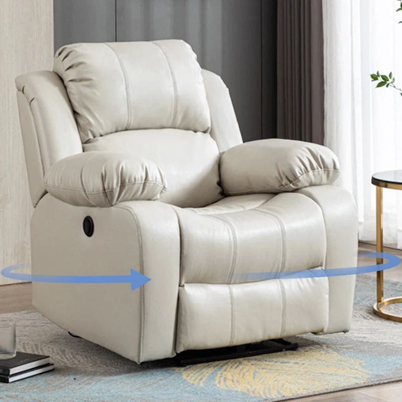 Eigentijdse Power-Push Botton fauteuil van echt leer Clearhalo