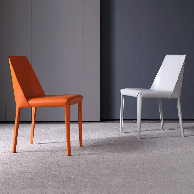 Eigentijdse roestvrijstalen poten Armloze eetkamerstoelen Wingback-zijstoel Clearhalo