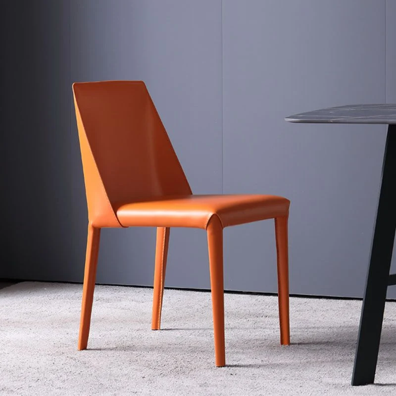 Eigentijdse roestvrijstalen poten Armloze eetkamerstoelen Wingback-zijstoel Clearhalo