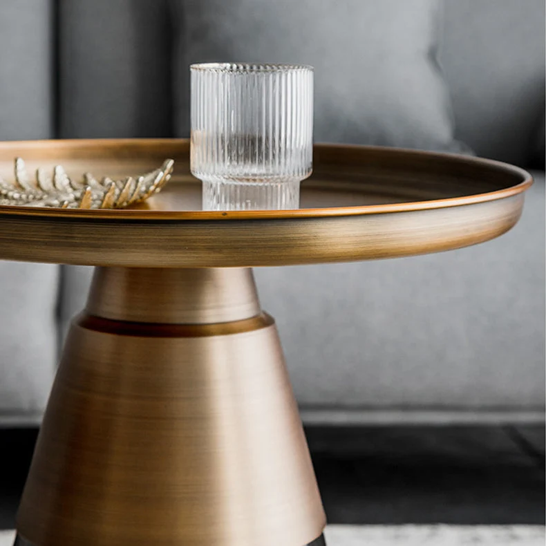 Eigentijdse ronde bijzettafel met glazen voetstuk en bijzettafel Clearhalo