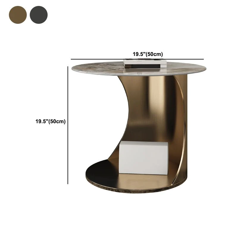 Eigentijdse ronde stenen bijzettafel stalen abstracte bijzettafel Clearhalo