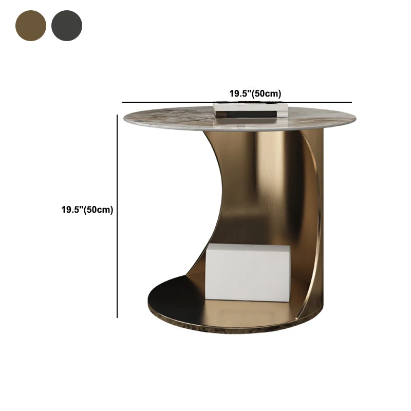 Eigentijdse ronde stenen bijzettafel stalen abstracte bijzettafel Clearhalo