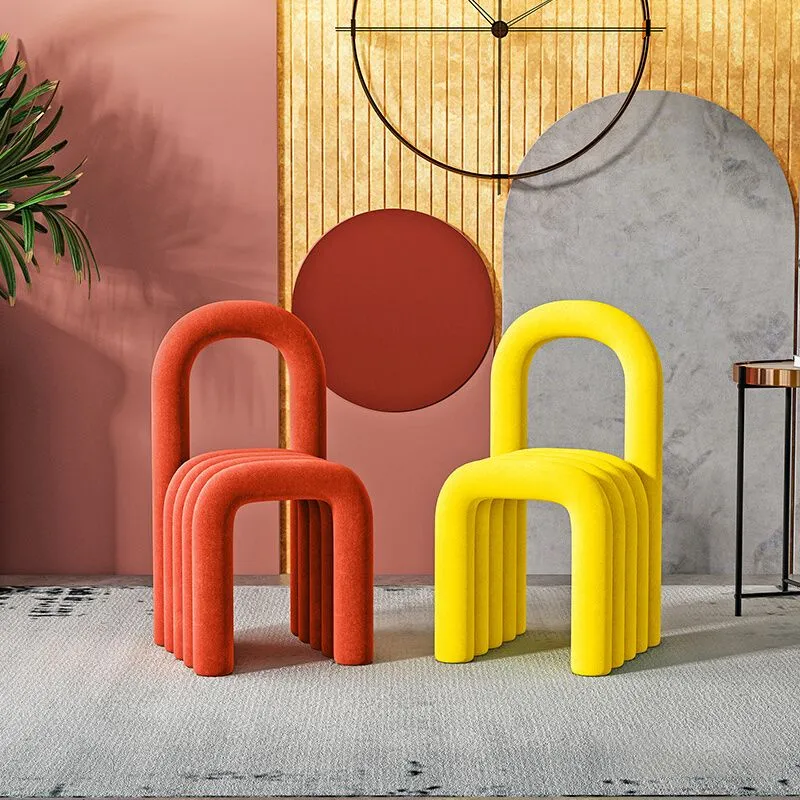 Eigentijdse stoel met open rug, fluwelen eetkamerstoel voor binnen Clearhalo