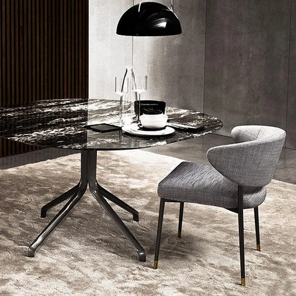 Eigentijdse stoelen Eetkamerstoelen met open rug en metalen poten voor de keuken Clearhalo