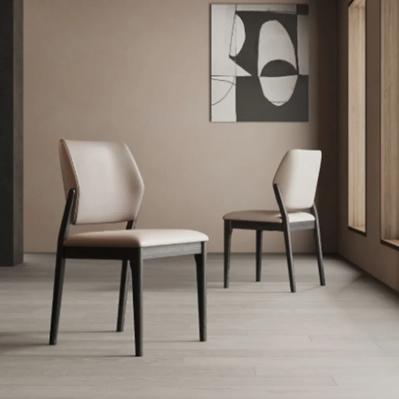 Eigentijdse stoelen met open rug, armloze zijstoelen met houten poten voor de keuken Clearhalo