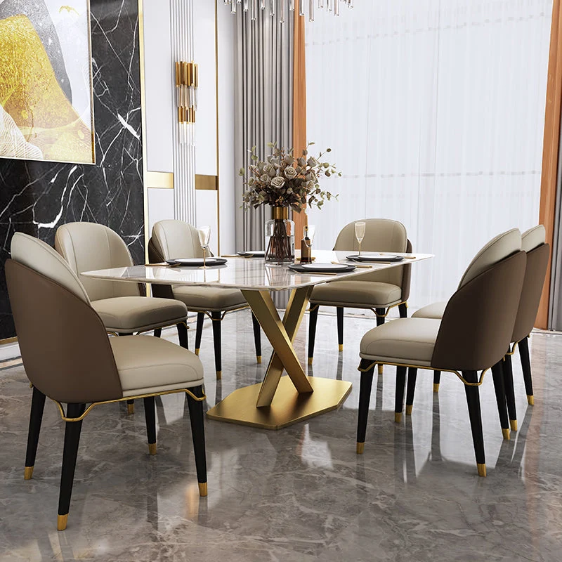 Eigentijdse vergaderzaal Parsons zijstoel beige lederen eetkamerstoel Clearhalo