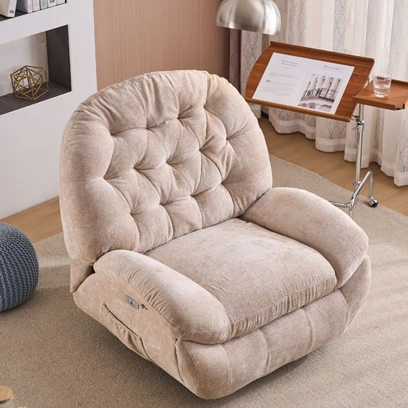 Eigentijdse verstelbare fauteuil met rugleuning, metalen, effen kleur, draaibare schommelstoel voor binnen Clearhalo