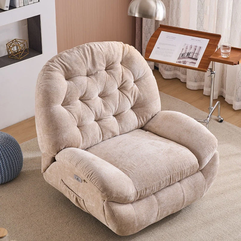 Eigentijdse verstelbare fauteuil met rugleuning, metalen, effen kleur, draaibare schommelstoel voor binnen Clearhalo