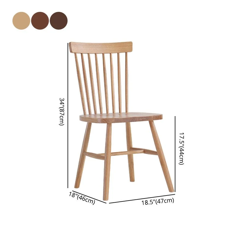 Eigentijdse Windsor Back Armloze zijstoelen Houten zijeetkamerstoelen voor thuis Clearhalo