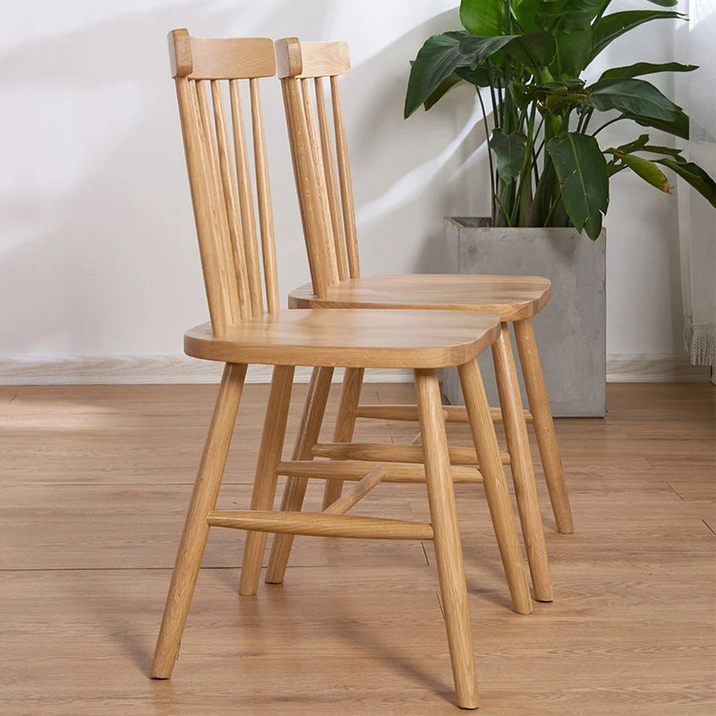 Eigentijdse Windsor Back Armloze zijstoelen Houten zijeetkamerstoelen voor thuis Clearhalo