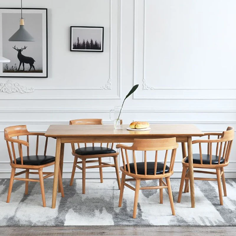 Eigentijdse Windsor-achterarmstoelen Leren eetkamerstoelen voor thuis Clearhalo