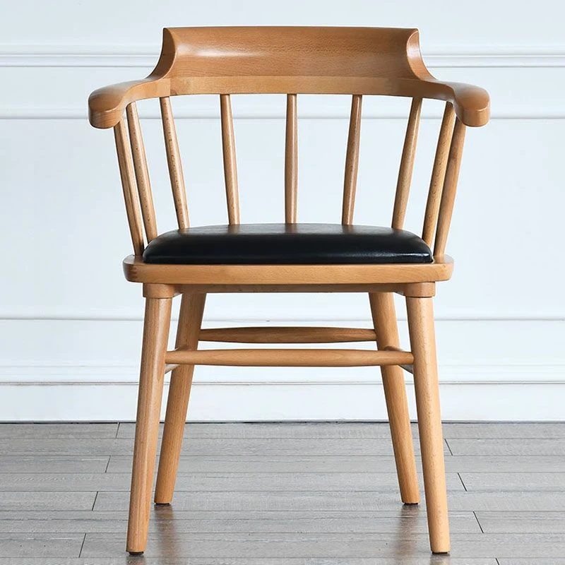 Eigentijdse Windsor-achterarmstoelen Leren eetkamerstoelen voor thuis Clearhalo