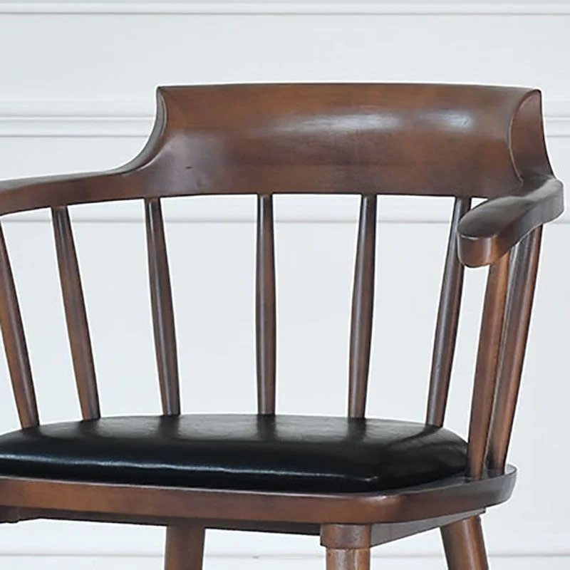 Eigentijdse Windsor-achterarmstoelen Leren eetkamerstoelen voor thuis Clearhalo