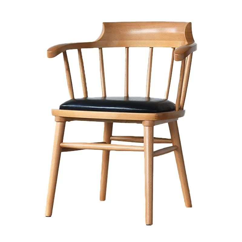 Eigentijdse Windsor-achterarmstoelen Leren eetkamerstoelen voor thuis Clearhalo