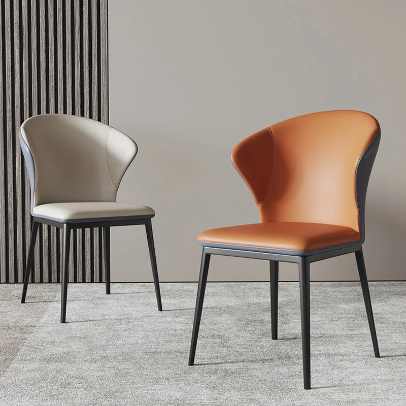 Eigentijdse Windsor-achterstoel Armloze zijstoelen met metalen poten voor keuken Clearhalo