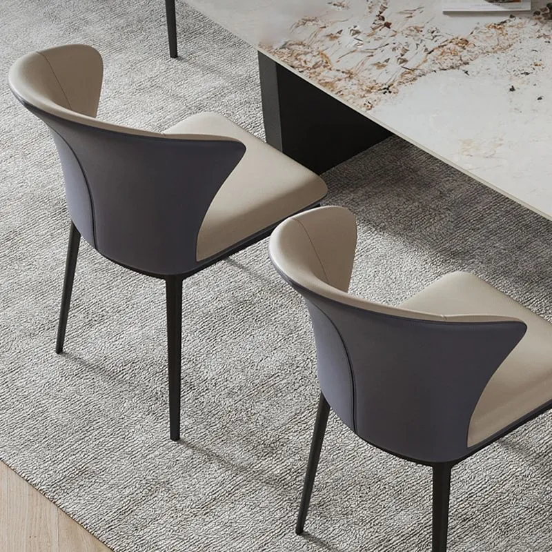 Eigentijdse Windsor-achterstoel Armloze zijstoelen met metalen poten voor keuken Clearhalo