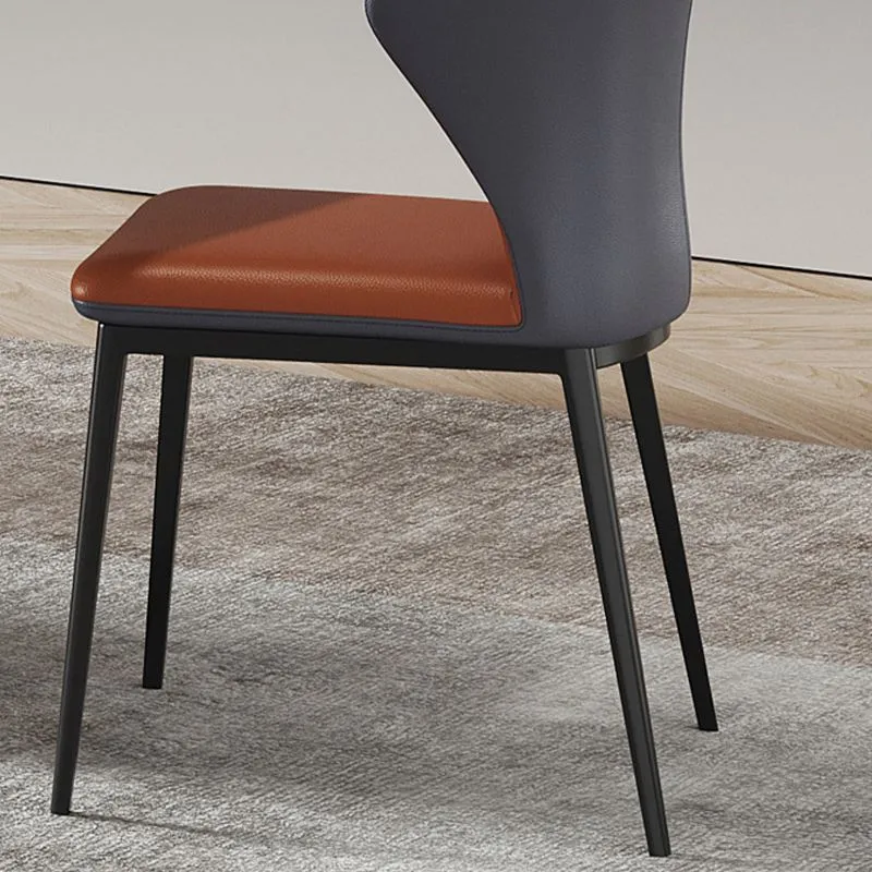 Eigentijdse Windsor-achterstoel Armloze zijstoelen met metalen poten voor keuken Clearhalo