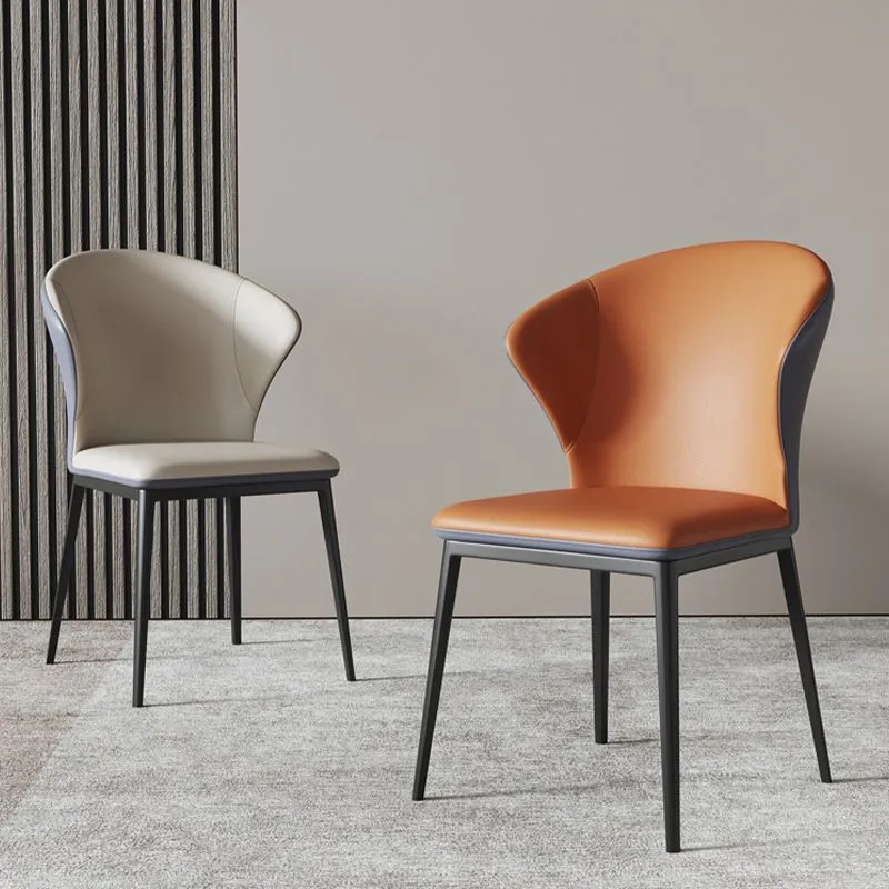 Eigentijdse Windsor-achterstoel Armloze zijstoelen met metalen poten voor keuken Clearhalo