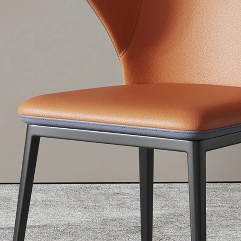 Eigentijdse Windsor-achterstoel Armloze zijstoelen met metalen poten voor keuken Clearhalo