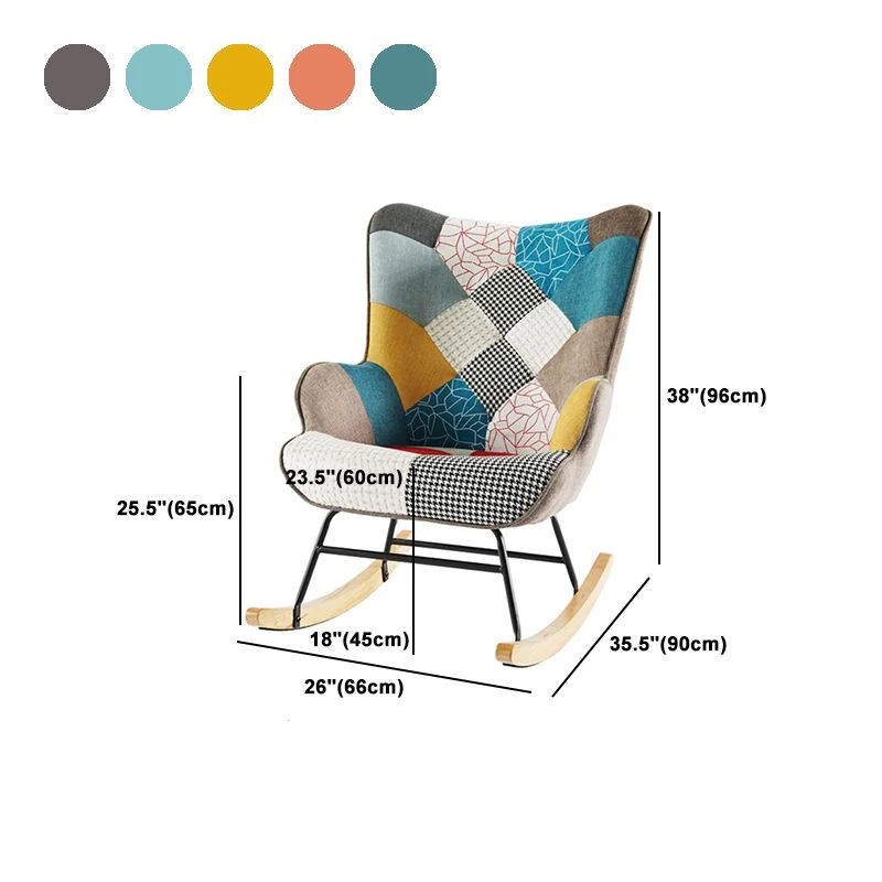 Ergonomische eigentijdse schommelstoel met accent en zitkussen Schommelstoel Wingback Clearhalo