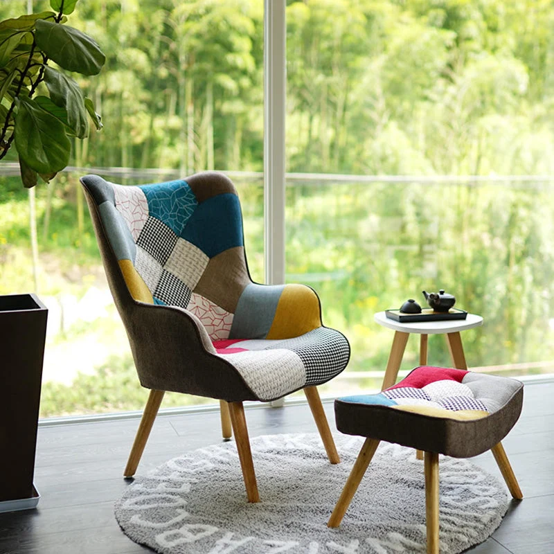 Ergonomische eigentijdse schommelstoel met accent en zitkussen Schommelstoel Wingback Clearhalo
