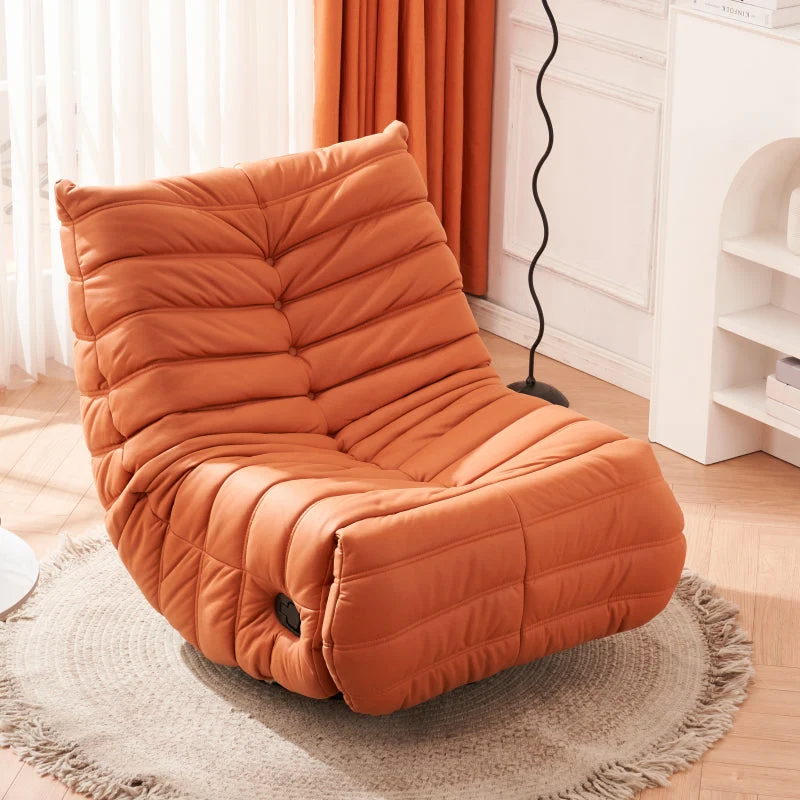 Fauteuil met rugleuning van kunstleer, fauteuil met draaibare basis effen kleur Clearhalo