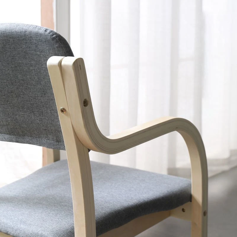 Fauteuil van stof, massief hout, eetkamerstoel met open rug, naturel Clearhalo