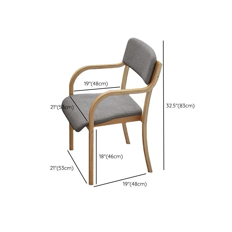 Fauteuil van stof, massief hout, eetkamerstoel met open rug, naturel Clearhalo