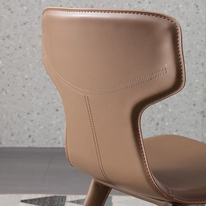 Faux Leather Dining Chairs Contemporary Arm Chairs Metal Base Clearhalo