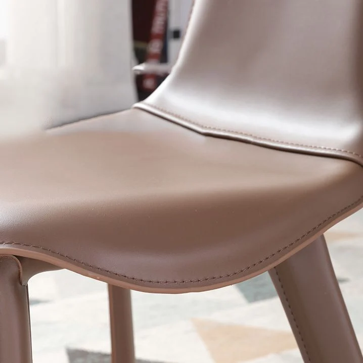 Faux Leather Dining Chairs Contemporary Arm Chairs Metal Base Clearhalo