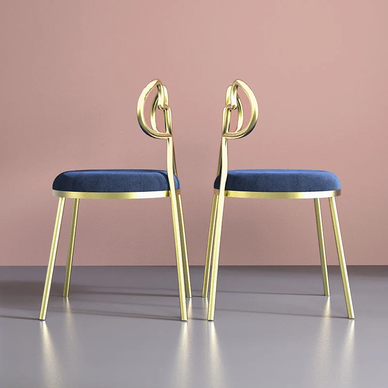 Fluwelen armloze eetkamerstoelen Scandinavisch design eetkamerstoel met open rug Clearhalo
