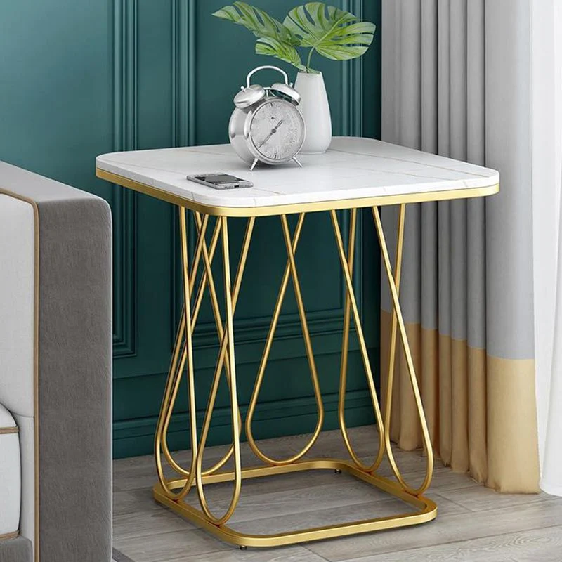 Frame Onderstel Design Zwart/goud Metaal Zwart Wit/wit Marmeren blad Ronde bijzettafel Clearhalo