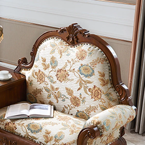 Franse landelijke chaise loungebank met spijkerkopversiering Eén armige chenille fauteuil Clearhalo