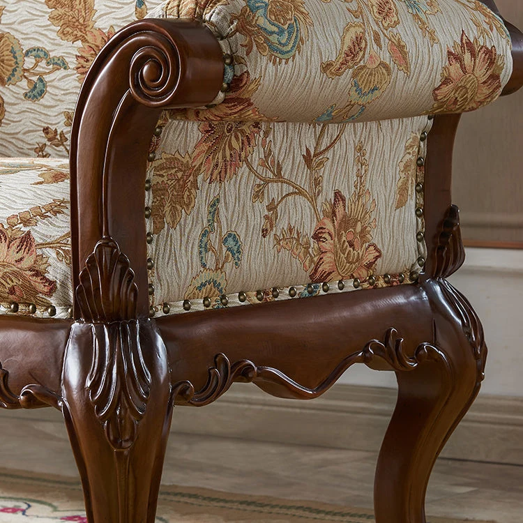 Franse landelijke chaise loungebank met spijkerkopversiering Eén armige chenille fauteuil Clearhalo