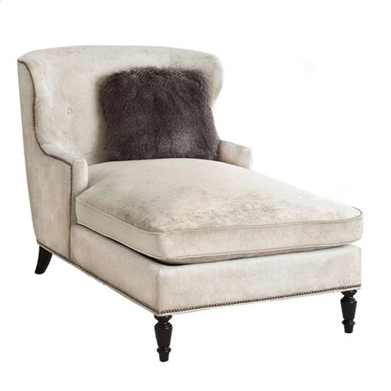 Franse landelijke gestoffeerde chaise lounge bank Chaise lounge stoel van microfluweel Clearhalo