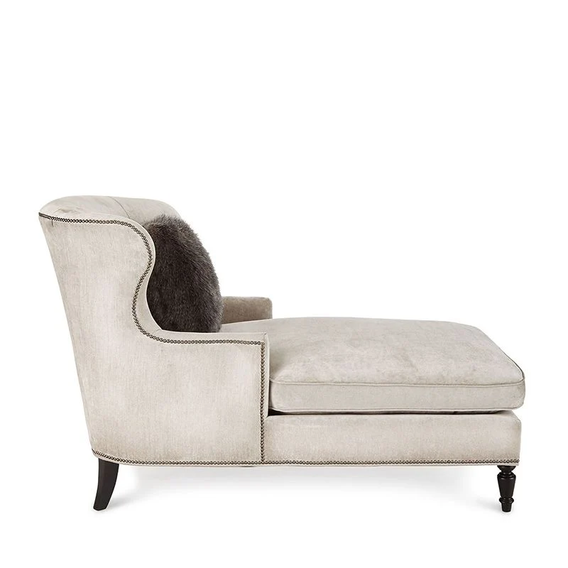 Franse landelijke gestoffeerde chaise lounge bank Chaise lounge stoel van microfluweel Clearhalo