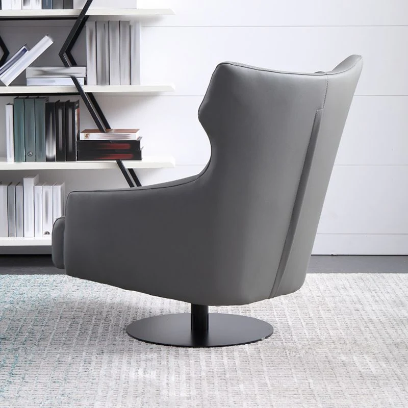 Gebonden lederen vleugelfauteuil met standaard fauteuil met één poot de slaapkamer Clearhalo