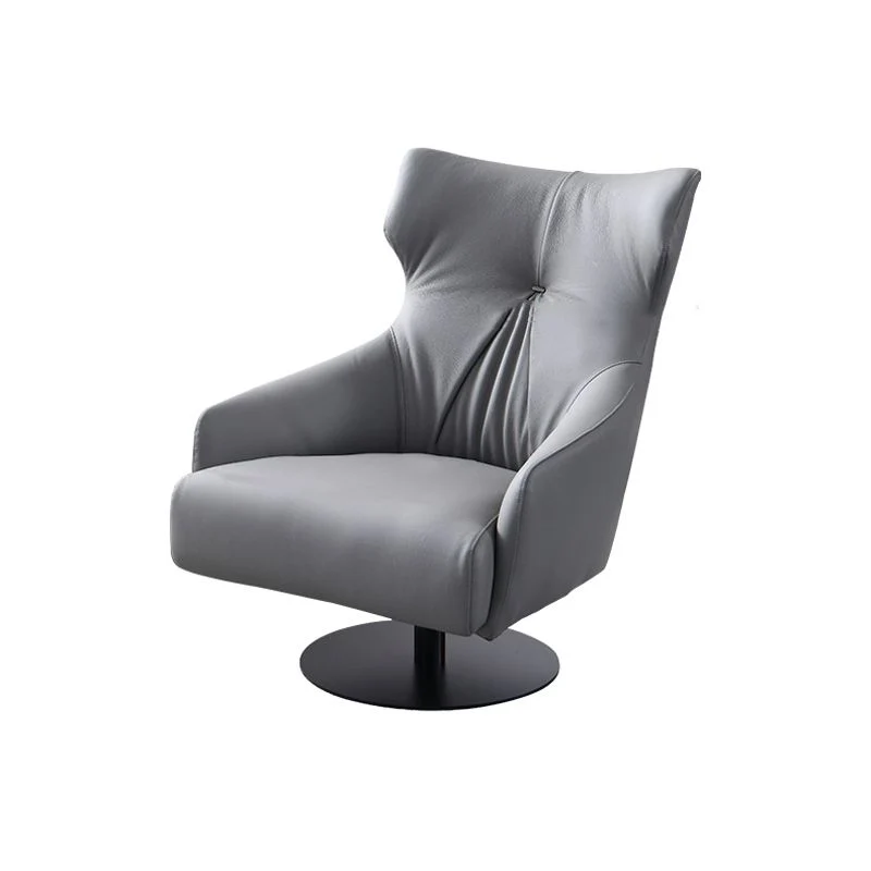 Gebonden lederen vleugelfauteuil met standaard fauteuil met één poot de slaapkamer Clearhalo